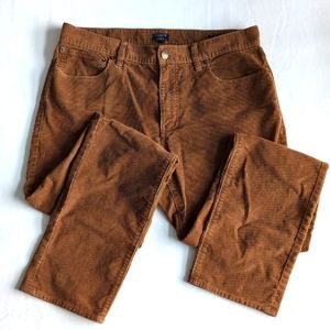 J. Crew Men's Brown Corduroy Pants Slim Leg Size 32 X 32